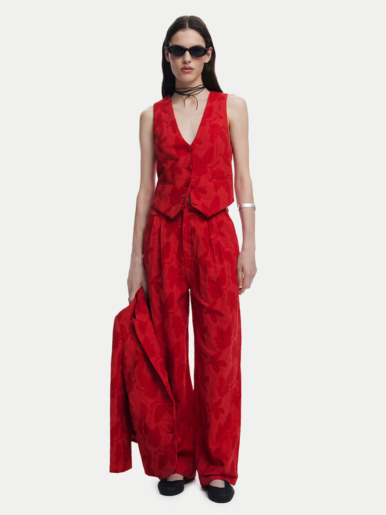 Desigual Desigual Kalhoty z materiálu Suitrojo 25SWPW33 Červená Straight Fit