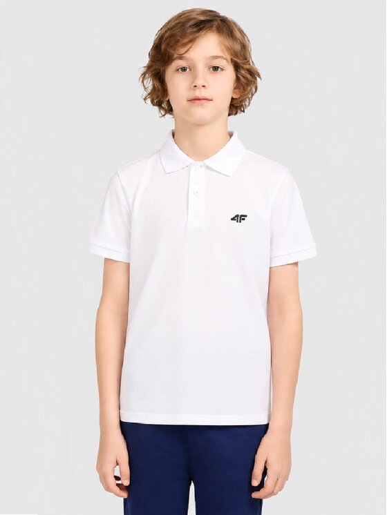 4F 4F Polo 4FJWMM00TPTSM0821 Biały Active Fit