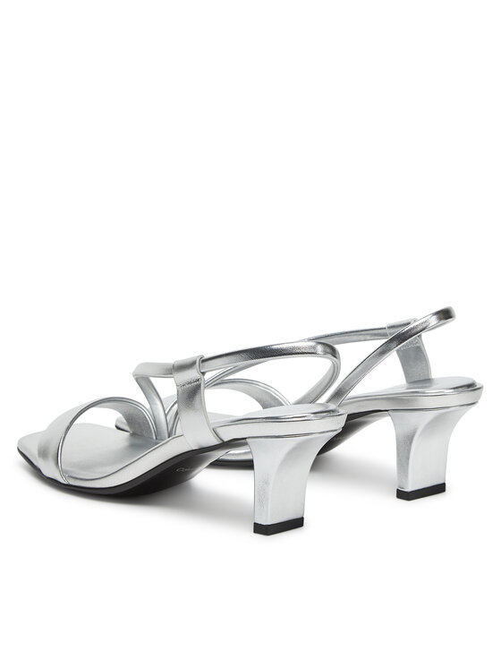 Calvin Klein Calvin Klein Sandały Heel Sandal 50 Squared Metallic HW0HW02560 Srebrny