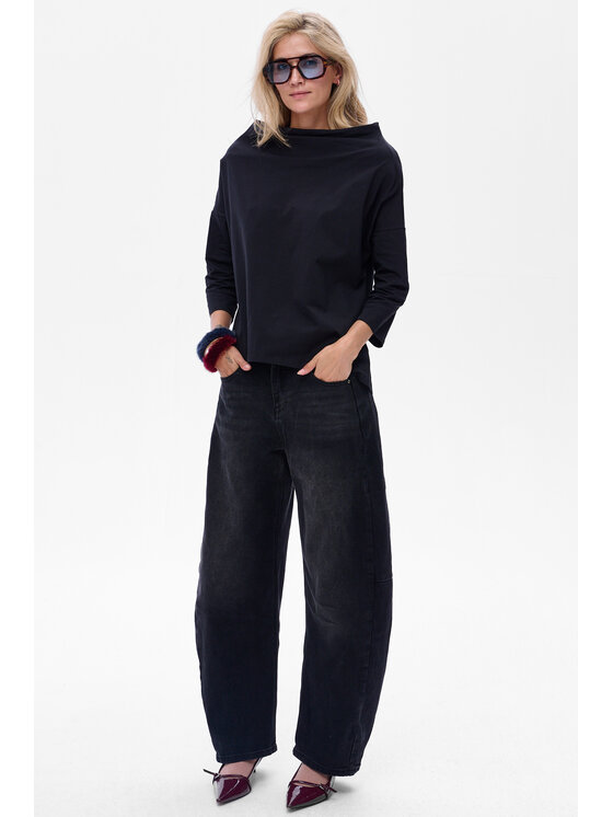 blue shadow blue shadow Bluzka Skayly Czarny Regular Fit