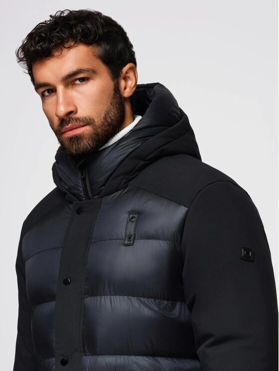 Ombre Ombre Kurtka zimowa OM-JALJ-0308 Czarny Regular Fit