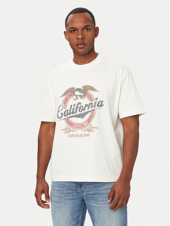 Guess Jeans Tricou M6YI14 K3945 Crem Regular Fit