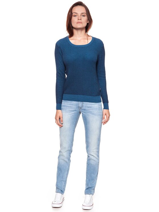 Wrangler Wrangler Sweter TWO TONE KNIT Niebieski Regular Fit
