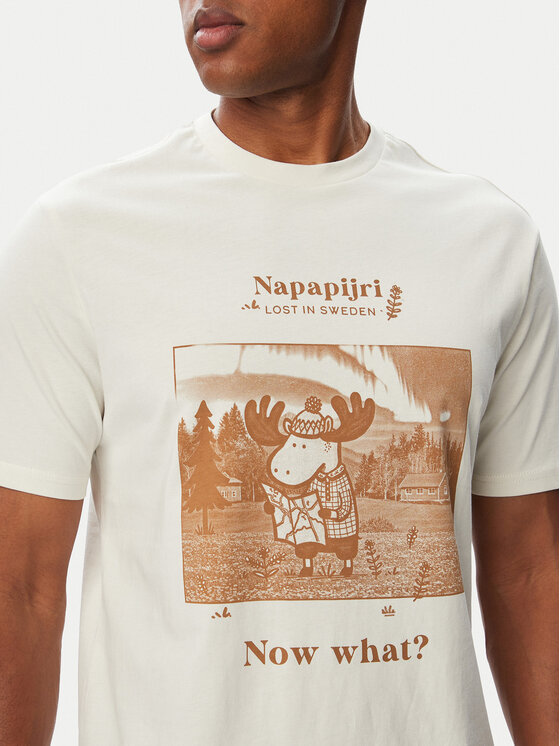 Napapijri Napapijri T-Shirt Cabin NP0A8B3F Kremowy Relaxed Fit
