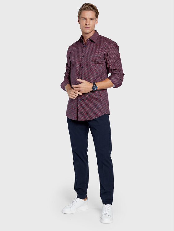 Camicia H-Hank-Kent-C1-214 50478620 Bordeaux Slim