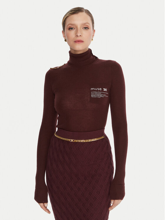 Elisabetta Franchi Elisabetta Franchi Bluză cu gât MK-43B-57E2-V320 Vișiniu Regular Fit