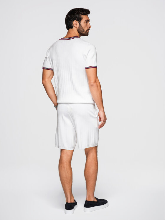 Ombre Ombre Szorty materiałowe OM-SRCS-0203 Biały Regular Fit
