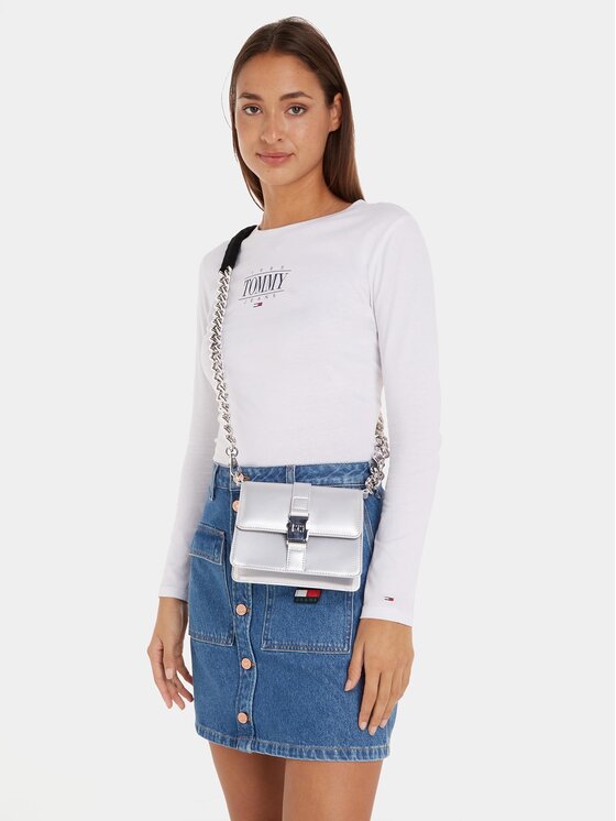 Tommy Jeans Tommy Jeans Handtasche Tjw Item Crossover Metallic AW0AW14971 Silberfarben