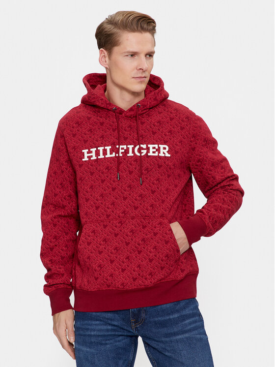 Tommy Hilfiger Džemperis ar kapuci Aop Monogram MW0MW32703 Sarkans Regular Fit