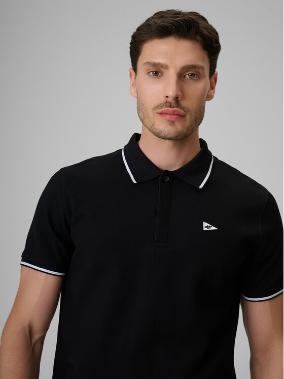 4F 4F Polo LAKESIDE ESCAPE Czarny Regular Fit