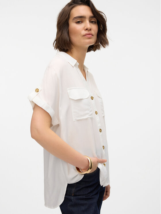 Vero Moda Vero Moda Πουκάμισο Bumpy 10310139 Λευκό Regular Fit