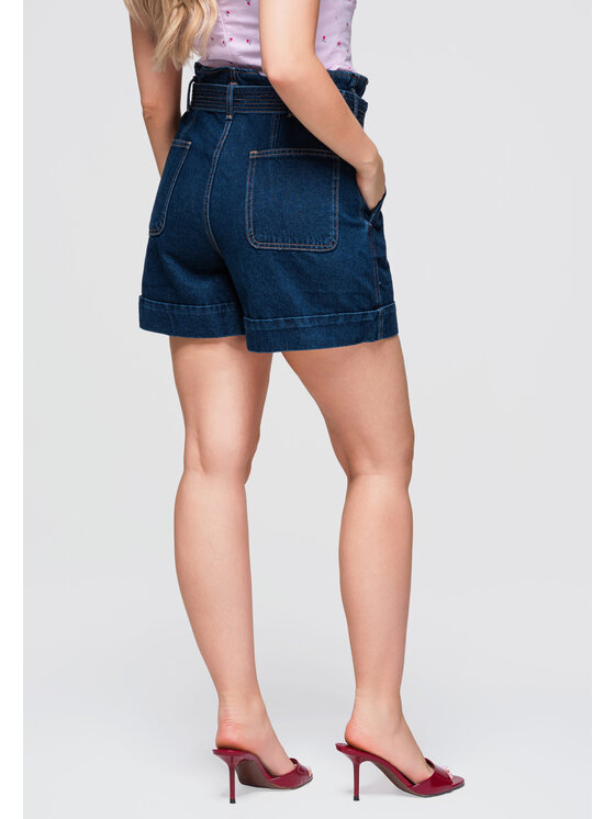 Ombre Ombre Szorty jeansowe OW-ST-E0011 Granatowy Relaxed Fit