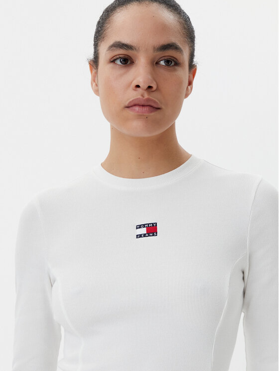 Tommy Jeans Tommy Jeans Každodenní šaty Badge DW0DW20666 Bílá Slim Fit
