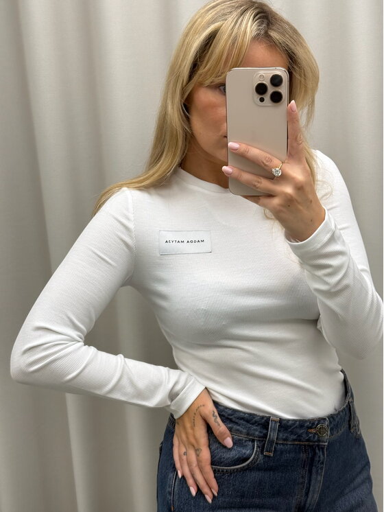 Magda Matyja Magda Matyja Bluzka NINA LONGSLEEVE WHITE Biały Fitted Fit