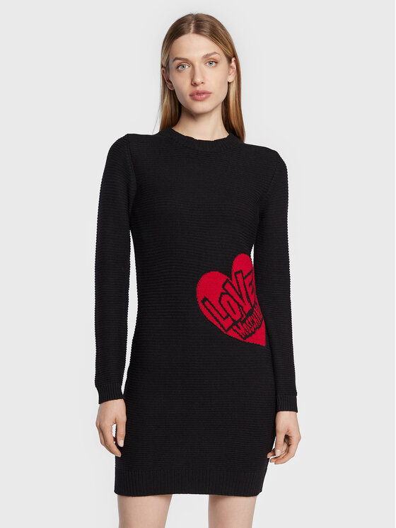 LOVE MOSCHINO LOVE MOSCHINO Kootud kleit WSE0810X A125 Must Regular Fit