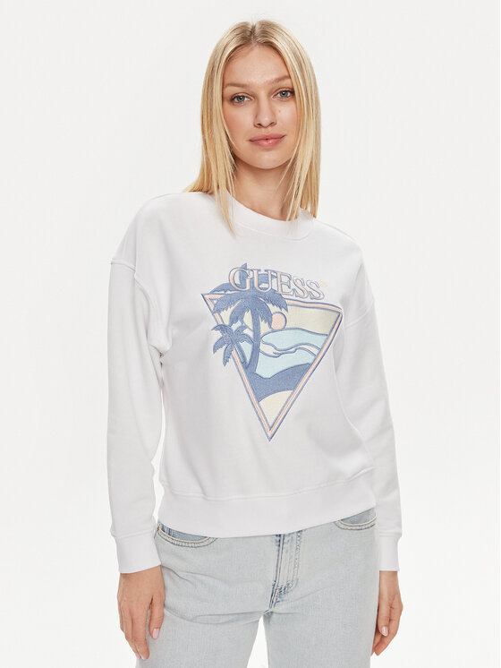Guess Guess Majica dugih rukava W4GQ11 KBK32 Bijela Relaxed Fit