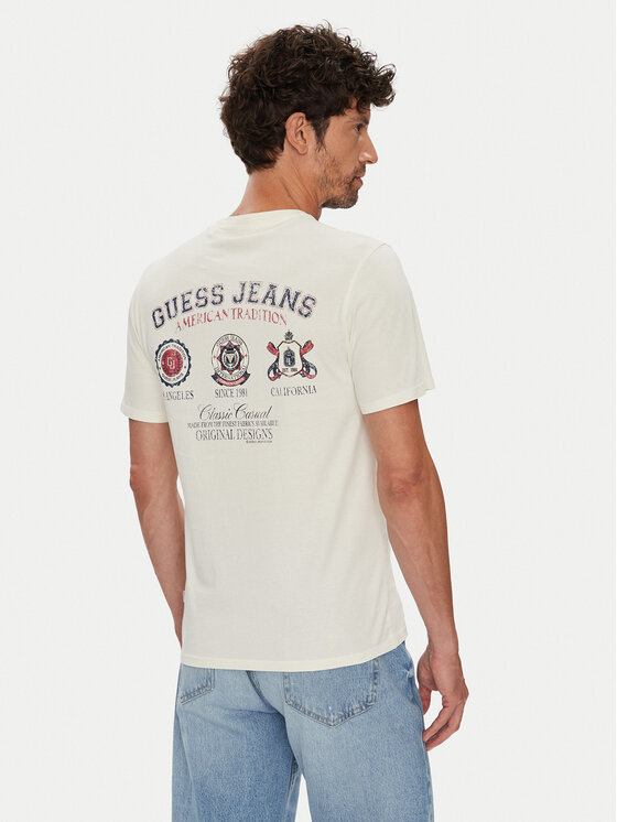 Guess Jeans Guess Jeans Marškinėliai M5YI04 K8HM0 Écru Regular Fit