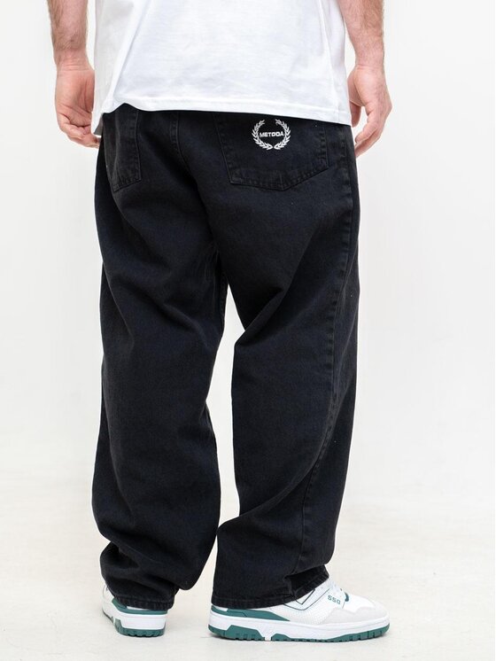 Metoda Sport Metoda Sport Jeansy Szerokie Spodnie Jeansowe Baggy Męskie Czarne Metoda Sport Laur Pocket XL Czarny Regular Fit