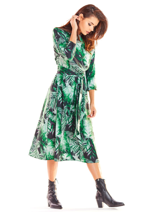 Awama Awama Vestito da giorno A313 Verde Basic Fit