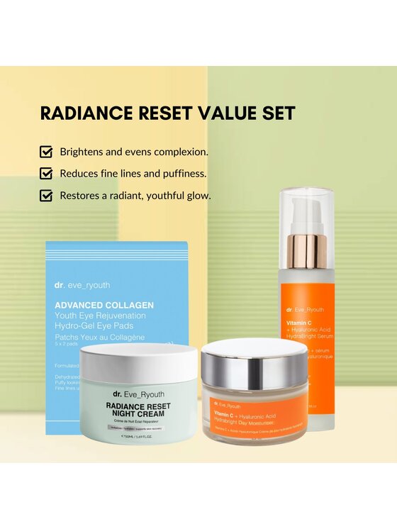 dr. Eve Ryouth dr. Eve Ryouth Radiance Reset + Płatki Pod Oczy + Hydrabright Duo Krem na dzień i na noc