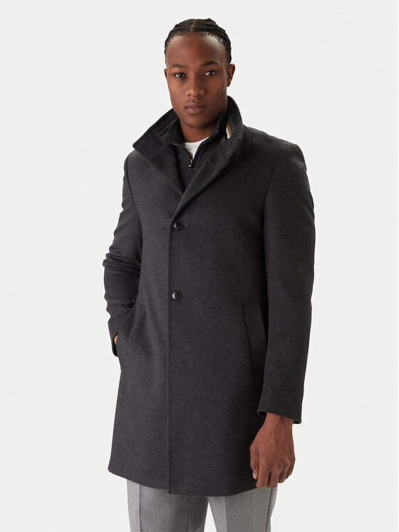 BOSS BOSS Palton de lână H-Hyde 50551078 Gri Slim Fit
