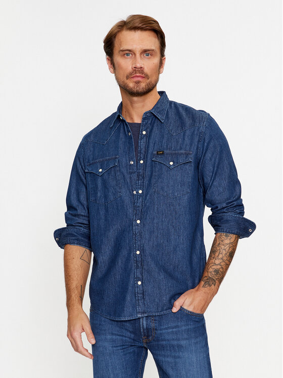 Lee Lee Jeans srajca 112321897 Mornarsko modra Regular Fit