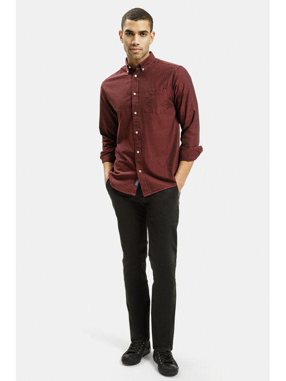 Cross Jeans Cross Jeans Koszula 35253-535 Bordowy Slim Fit
