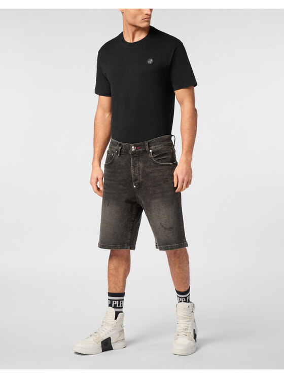 PHILIPP PLEIN PHILIPP PLEIN Džínsové šortky 24335 Sivá Loose Fit