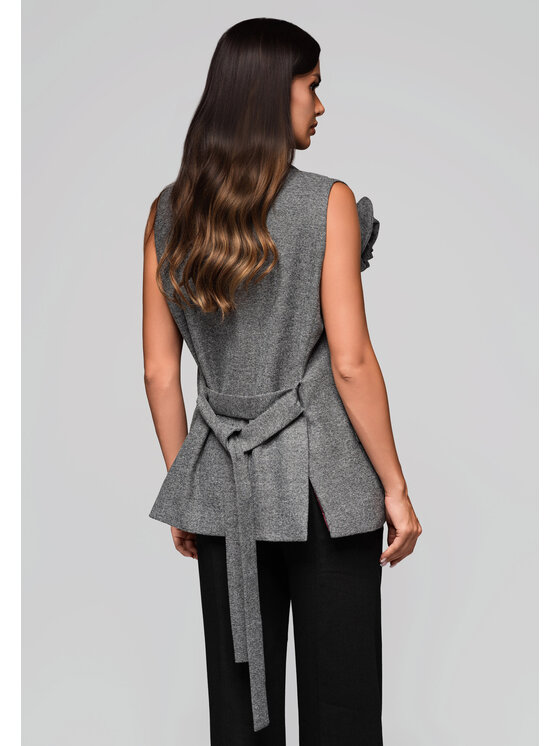 Ombre Ombre Kamizelka LW-BLZV-0102 Szary Regular Fit
