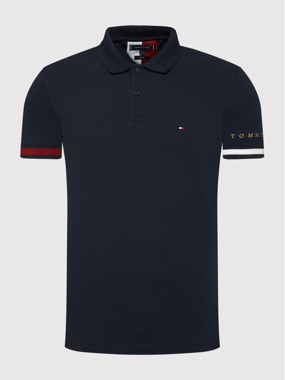 Tommy Hilfiger Poloshirt Icon Flag MW0MW23961 Dunkelblau Slim Fit 