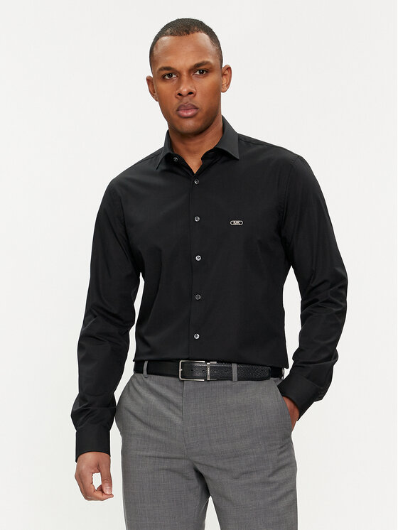 Michael Kors Michael Kors Marškiniai MK0DS01288 Juoda Slim Fit