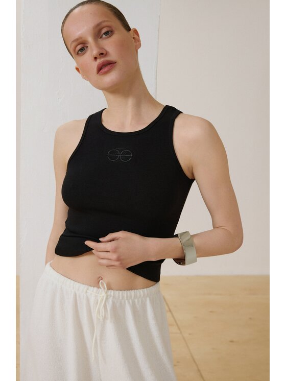 Estro Estro Top ER00119736 Czarny Slim Fit