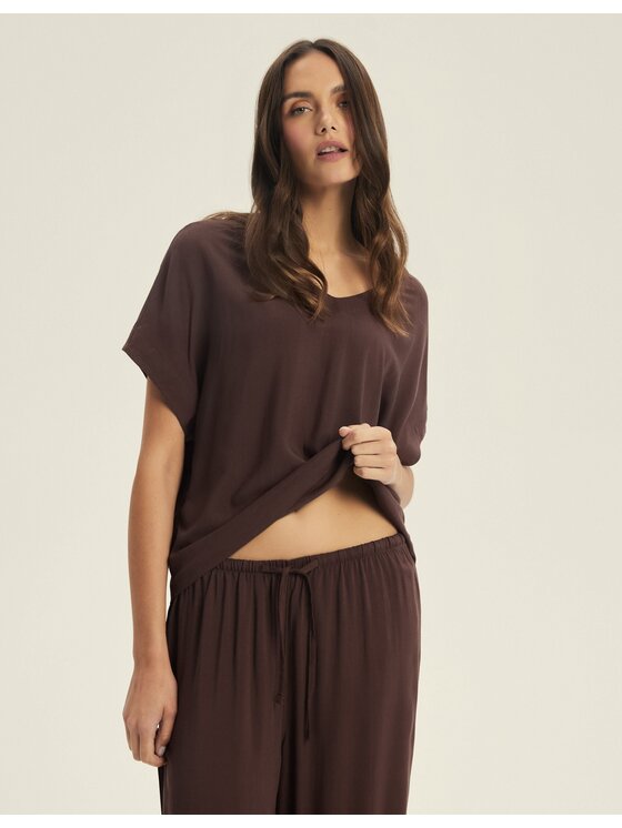 Esotiq Esotiq Piżama 43825 Brązowy Regular Fit