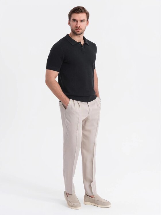 Ombre Ombre Polo OM-POSS-0117 Czarny Regular Fit