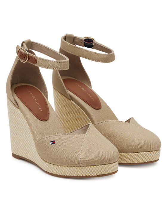 Tommy Hilfiger Tommy Hilfiger Polobotky Flag High Wedge Espad Closed Toe FW0FW08494 Béžová