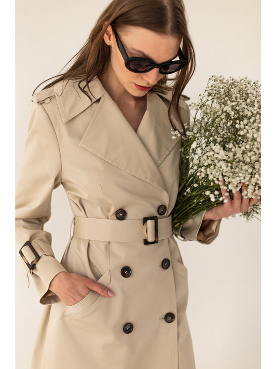 Entelier Entelier Płaszcz przejściowy klasyczny Beżowy Classic Fit