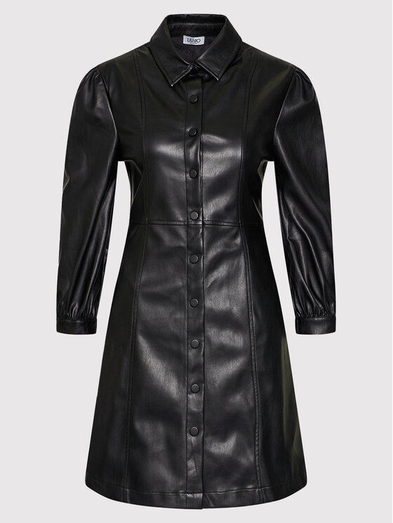 Liu Jo Liu Jo Kleid aus Kunstleder WF1105 E0392 Schwarz Slim Fit