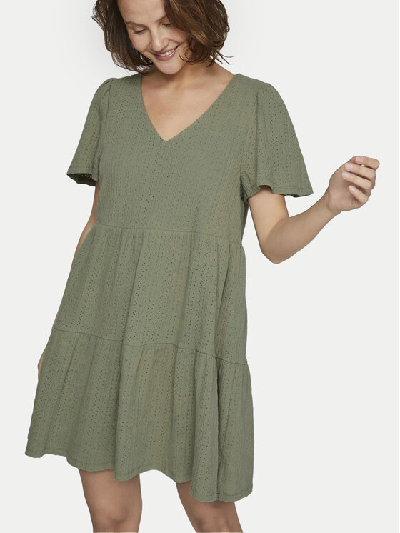 Vila Vila Poletna obleka Libre 14095564 Khaki Regular Fit