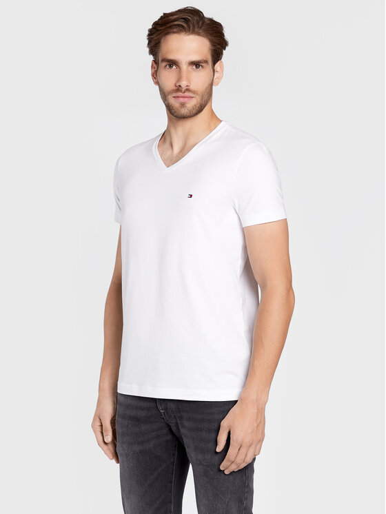 Tommy Hilfiger T-krekls Core Stretch MW0MW27540 Balts Slim Fit