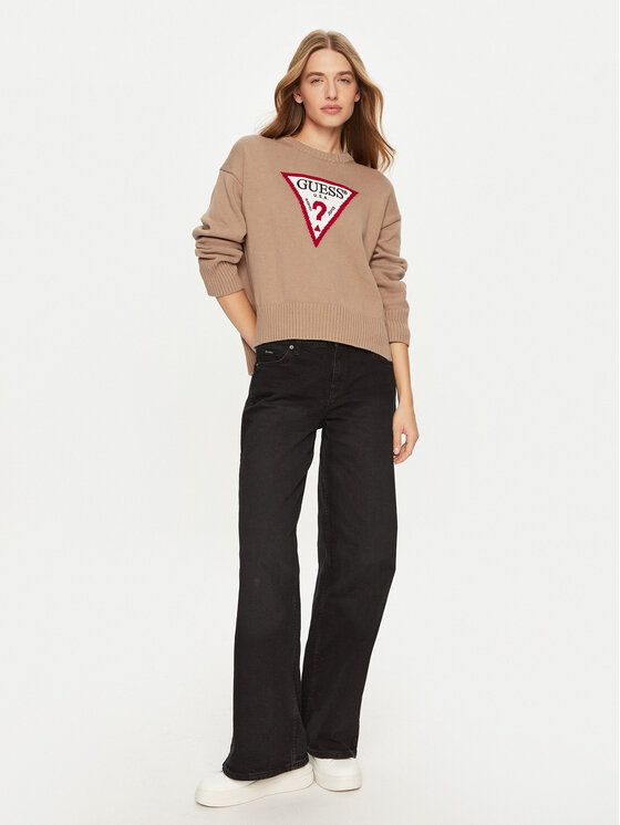 Guess Jeans Guess Jeans Pulover W4BR12 Z3HM1 Rjava Regular Fit