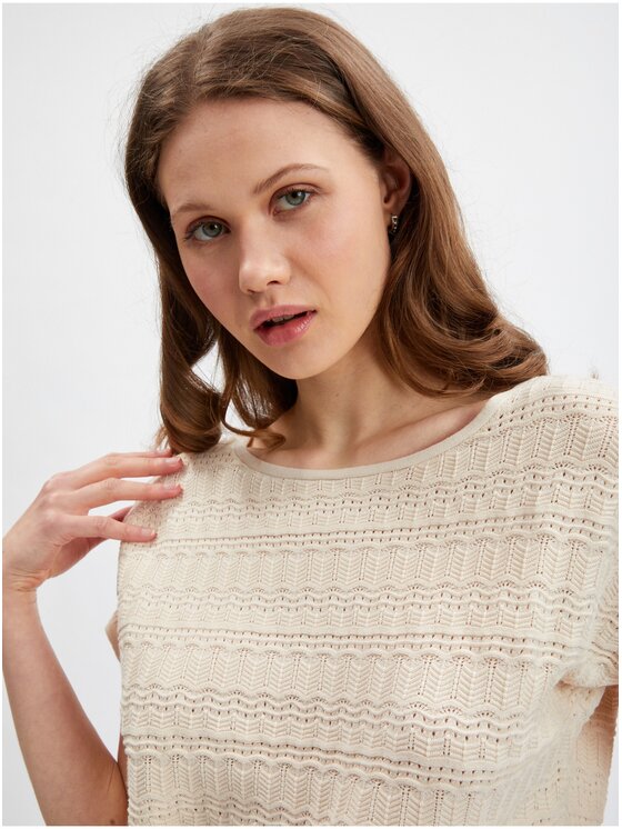 Orsay Orsay T-Shirt 507442-048000__M Beżowy Comfort Fit