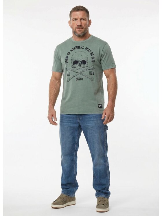 PITBULL PITBULL T-Shirt FEAR NO PAIN Zielony Regular Fit