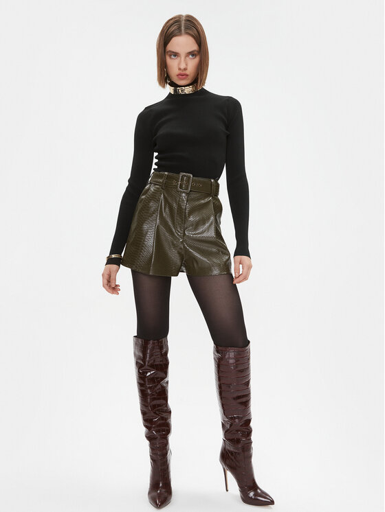 TWINSET TWINSET Dirbtinės odos šortai 232TT2233 Žalia Regular Fit