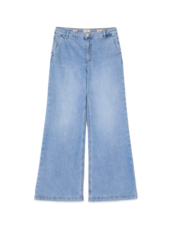 Oltre Oltre Jeansy P460R008887N004 Turkusowy Flare Fit