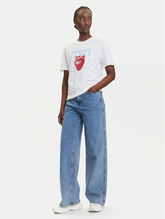 Tommy Jeans Tommy Jeans T-Shirt Strawberry DW0DW20894 Biały Relaxed Fit