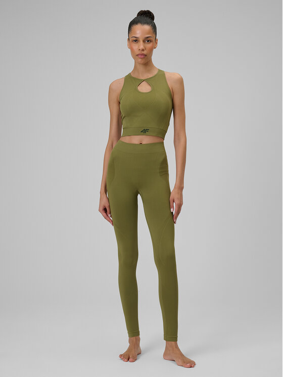 4F 4F Koszulka techniczna SOLAR PUNK Khaki Slim Fit