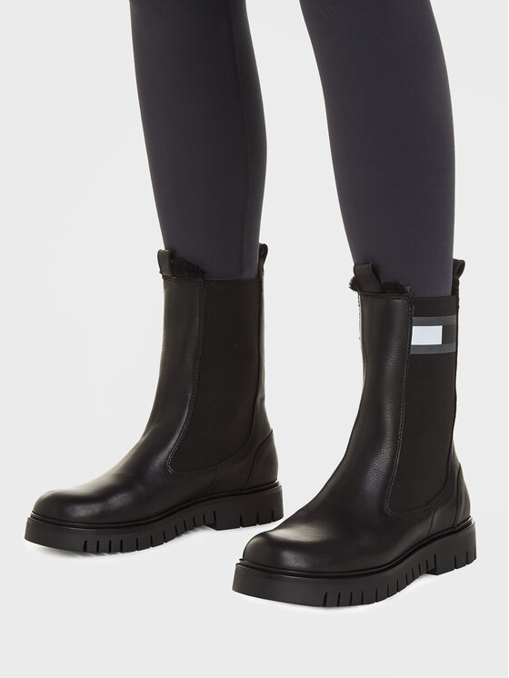 Tommy Jeans Tommy Jeans Kotníková obuv s elastickým prvkem Tjw Warmlined Chelsea Boot EN0EN02313 Černá