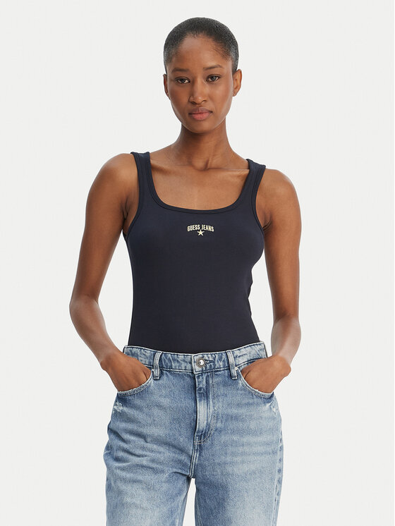 Guess Jeans Guess Jeans Top W6GPZ2 KA0H1 Bleumarin Slim Fit