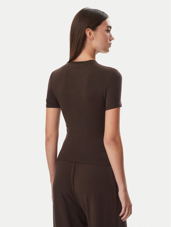 Guess Guess Tričko O6BM13 K5058 Hnedá Slim Fit