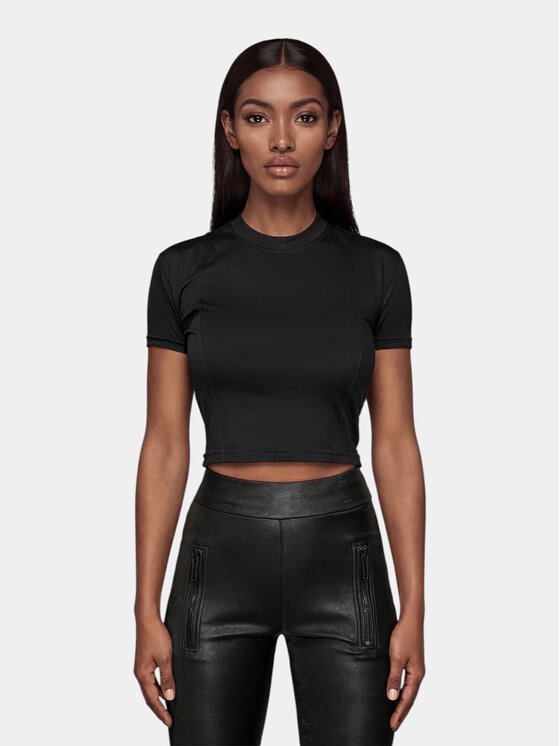 MADE BY SOCIETY MADE BY SOCIETY T-Shirt Crop - T27858 Czarny Basic Fit